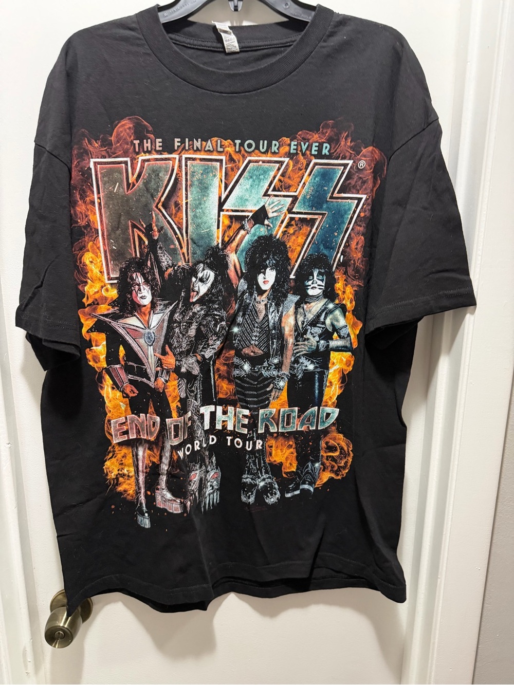 Alstyle Black KISS 'End of the Road' Tour Graphic Tee with Orange Flame Accents